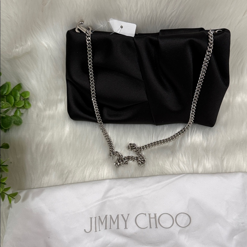 Jimmy Choo Black Clutch with Silver Chain - Picture 3 of 7